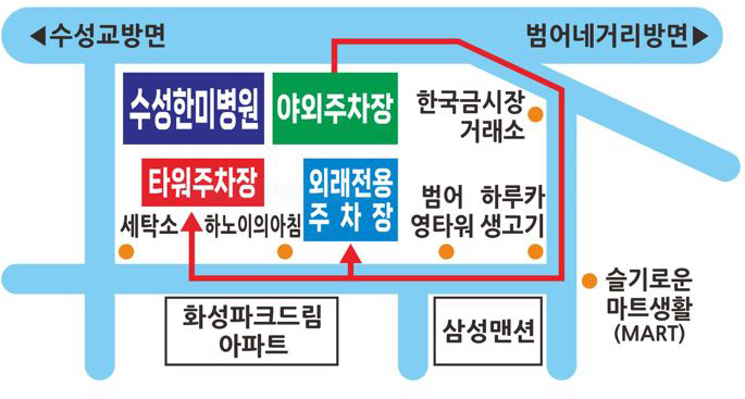 주차타워 및 외래전용 주차장 안내 이미지